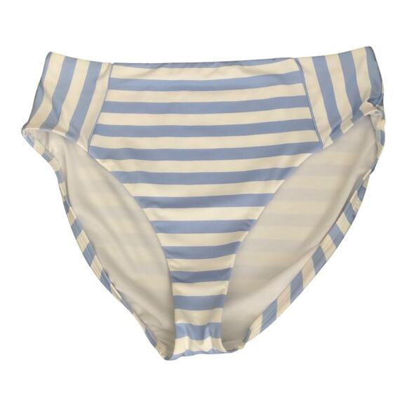 Gibson Latimer NWT Classic Hipster Silhouette Blue White Stripe Bikini Bottom LG - Picture 1 of 11